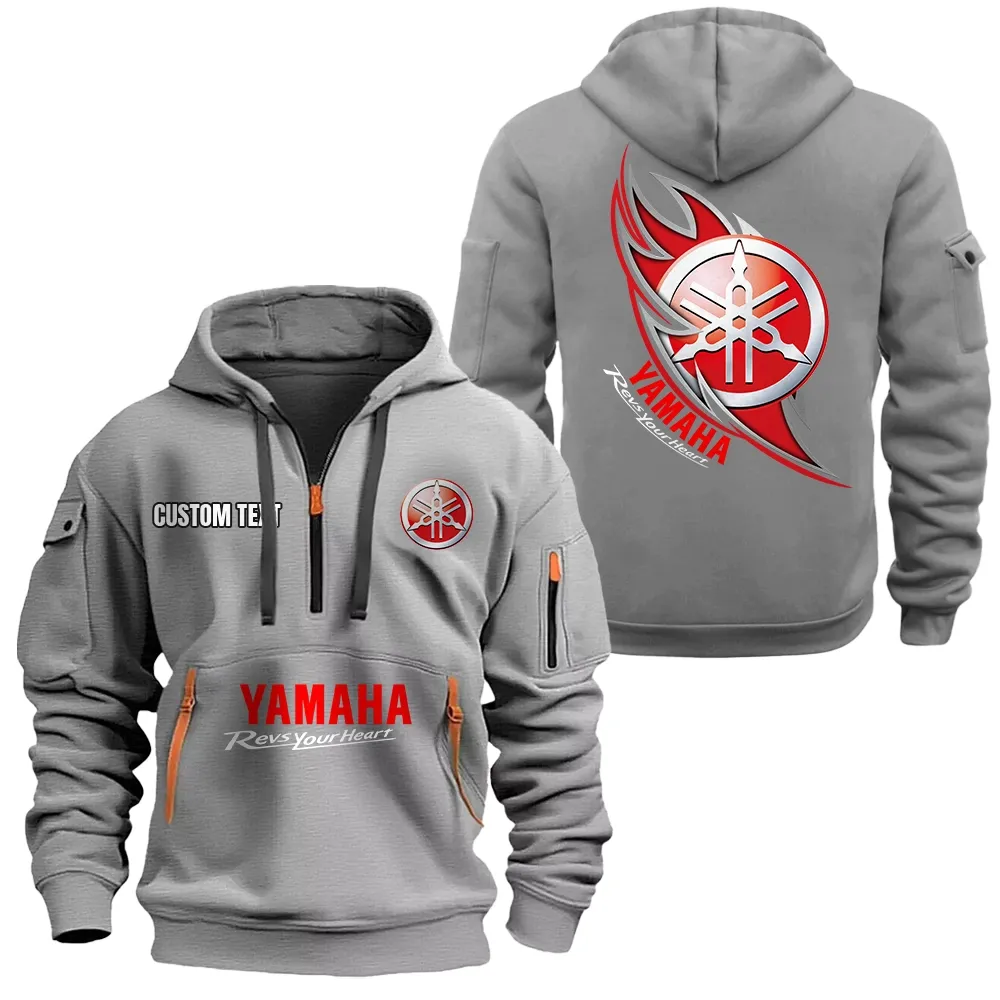 Yamaha Hoodie Half Zipper CAR1701112213, CAR All Over Print Hoodie Half Zipper - Gray