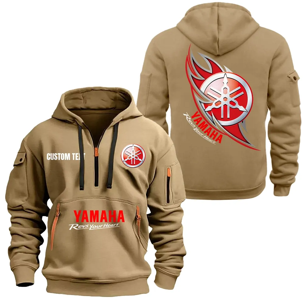 yamaha hoodie half zipper car1701112213 car all over print hoodie half zipper khaki bq8fr