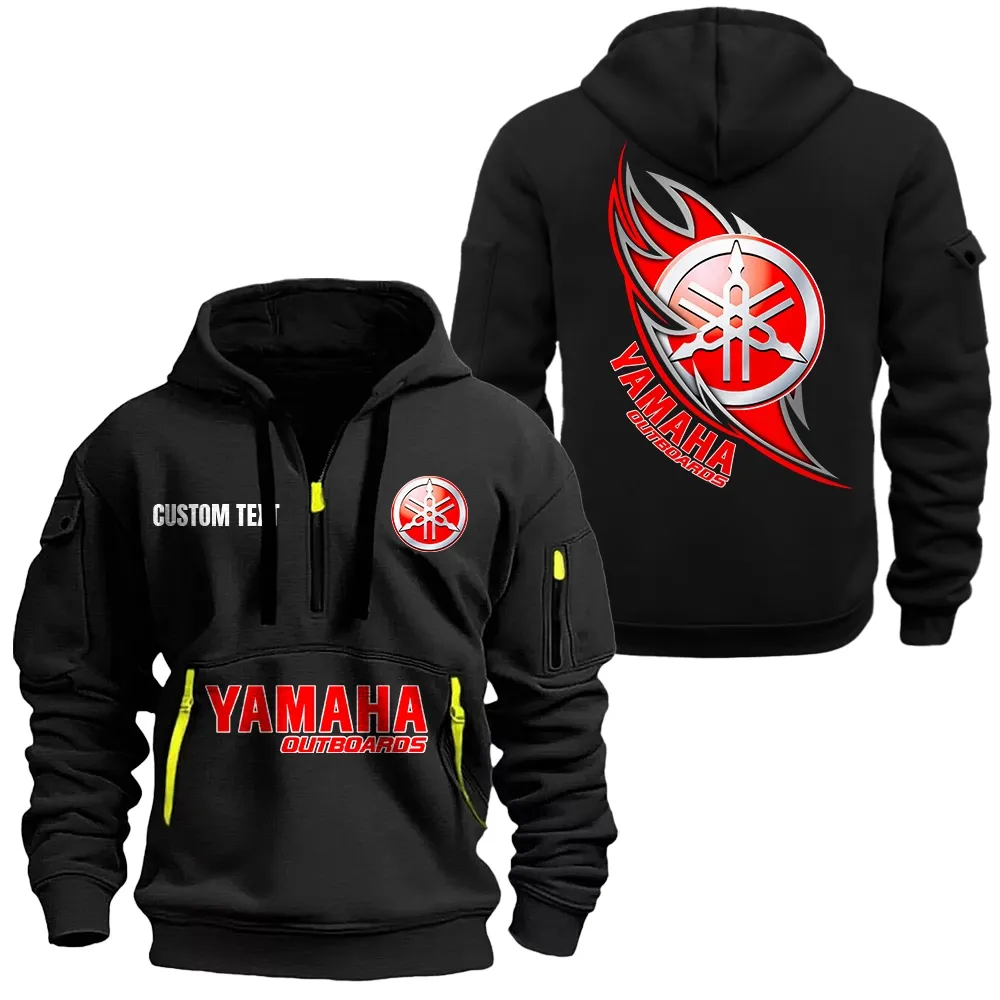Yamaha Outboards Hoodie Half Zipper CAR1701112214, CAR All Over Print Hoodie Half Zipper - Black