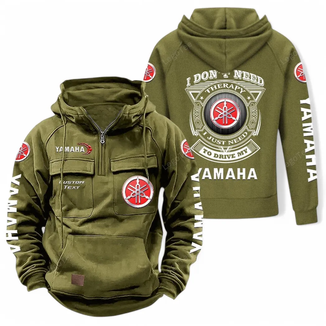 Yamaha Tactical Quarter Zip Hoodie CAR106021525021, Gifts For Men, Him, Husband, Boyfriend - Army Green