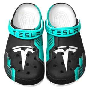 Tesla Crocs Shoes, Clogs Men Women, Gift For Tesla Fan CAR185031525243 - Cyan