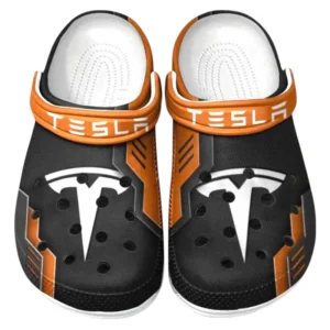 Tesla Crocs Shoes, Clogs Men Women, Gift For Tesla Fan CAR185031525243 - Orange