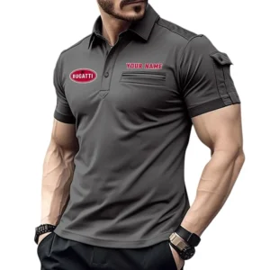 Bugatti Pocket Polo Shirt, All Over Print Shirt For Bugatti Fan CAR445060325000 - Gray