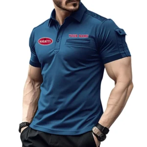 Bugatti Pocket Polo Shirt, All Over Print Shirt For Bugatti Fan CAR445060325000 - Navy Blue