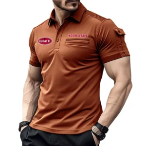 Bugatti Pocket Polo Shirt, All Over Print Shirt For Bugatti Fan CAR445060325000 - Orange