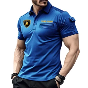 Lamborghini Pocket Polo Shirt, All Over Print Shirt For Lamborghini Fan CAR445060325044 - Blue