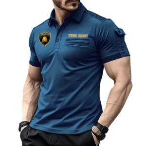 Lamborghini Pocket Polo Shirt, All Over Print Shirt For Lamborghini Fan CAR445060325044 - Navy Blue