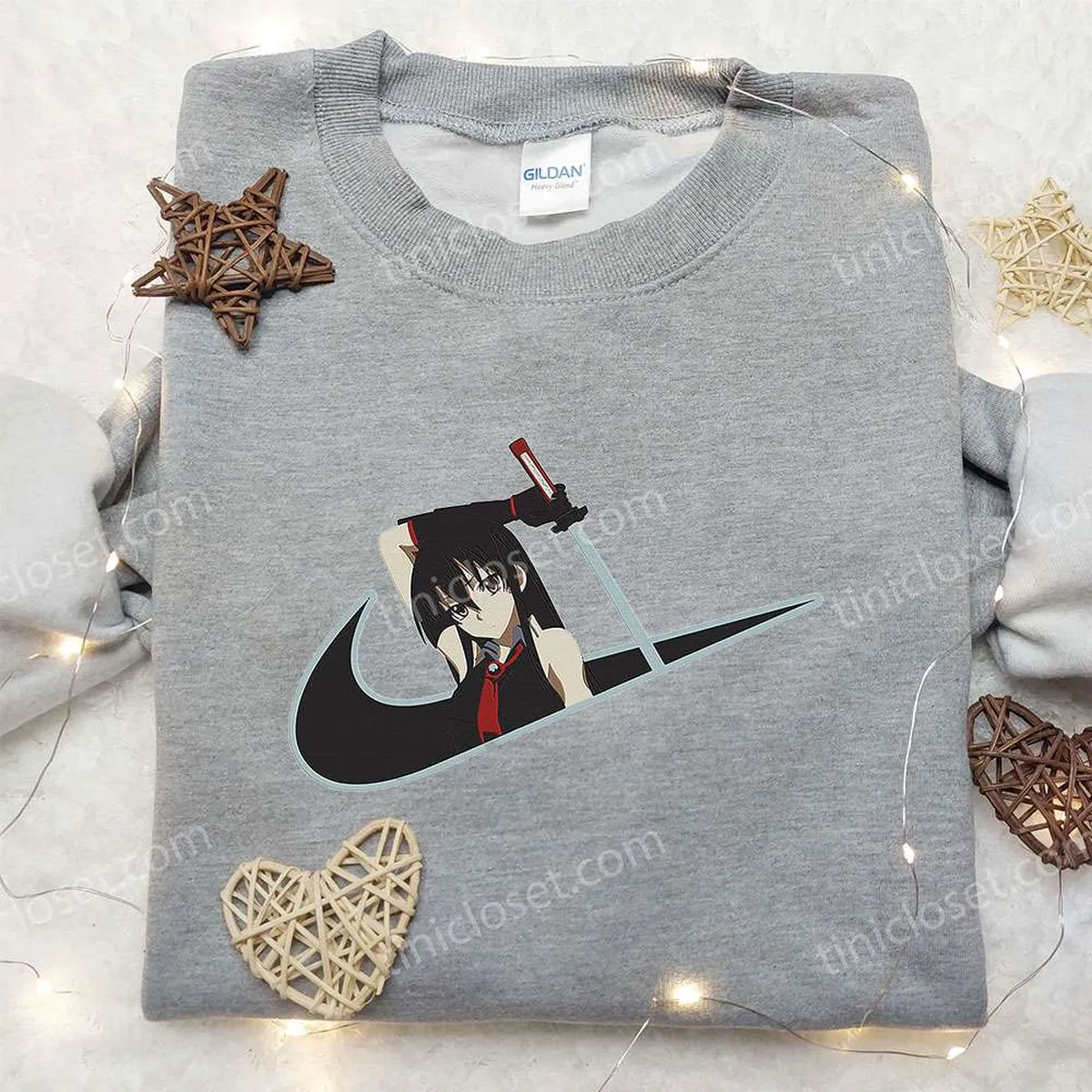 akame x nike swoosh anime embroidered hoodie akame ga kill embroidered shirt nike inspired embroidered shirt uqfzp