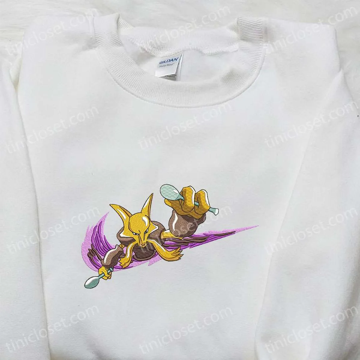 alakazam x nike swoosh anime embroidered shirt pokemon embroidered shirt nike inspired embroidered shirt hjccs