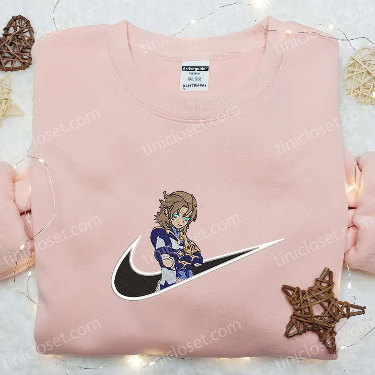 Albedo x Nike Swoosh Game Embroidered Shirt, Genshin Impact Embroidered Shirt, Nike Inspired Embroidered Shirt