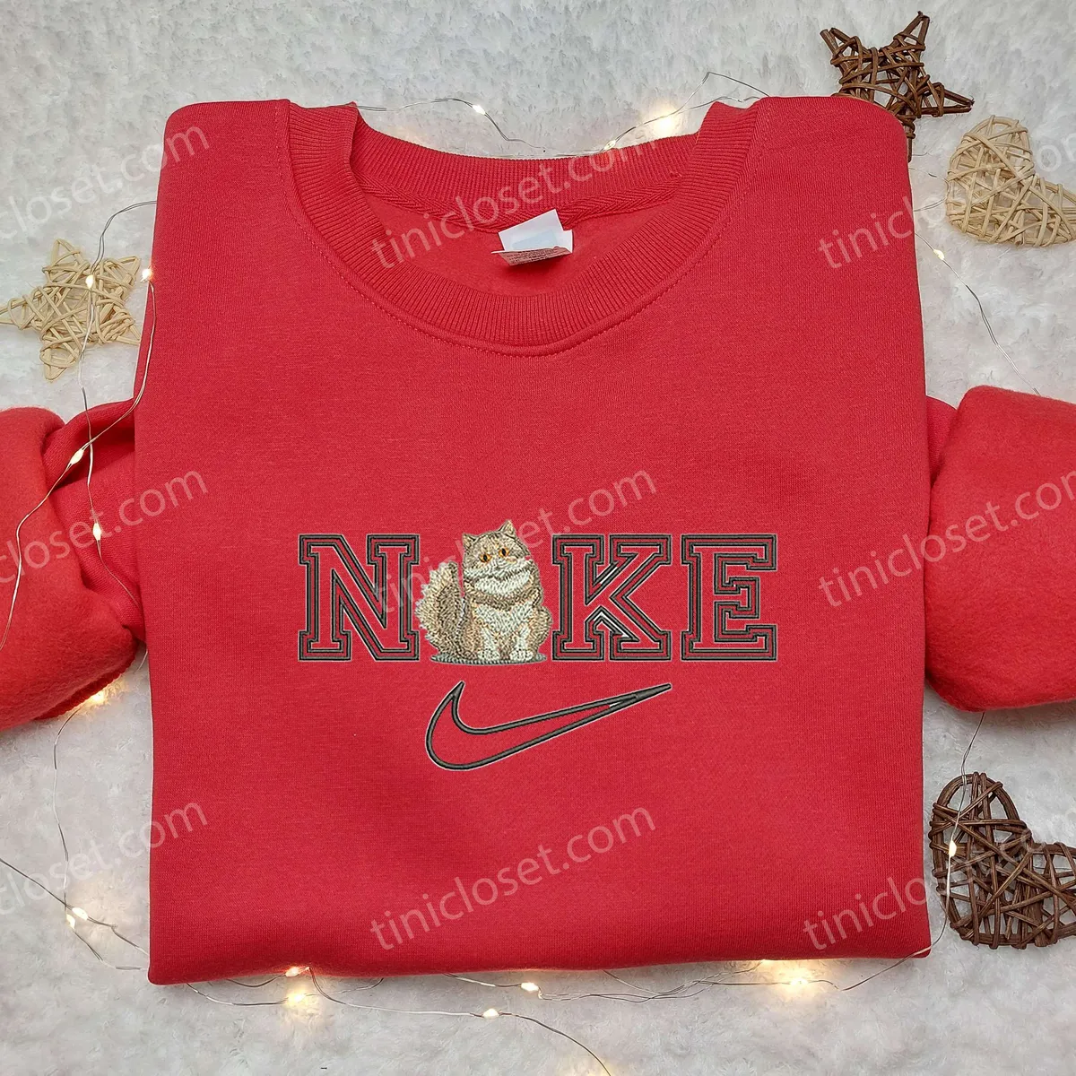 Ald Cat x Nike Embroidered Shirt, Animal Embroidered Shirt, Custom Nike Embroidered Shirt