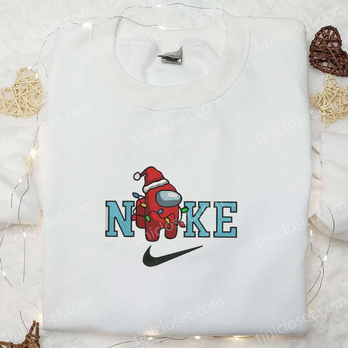 among us christmas x nike embroidered sweatshirt game christmas embroidered shirt best christmas gift ideas opo9m