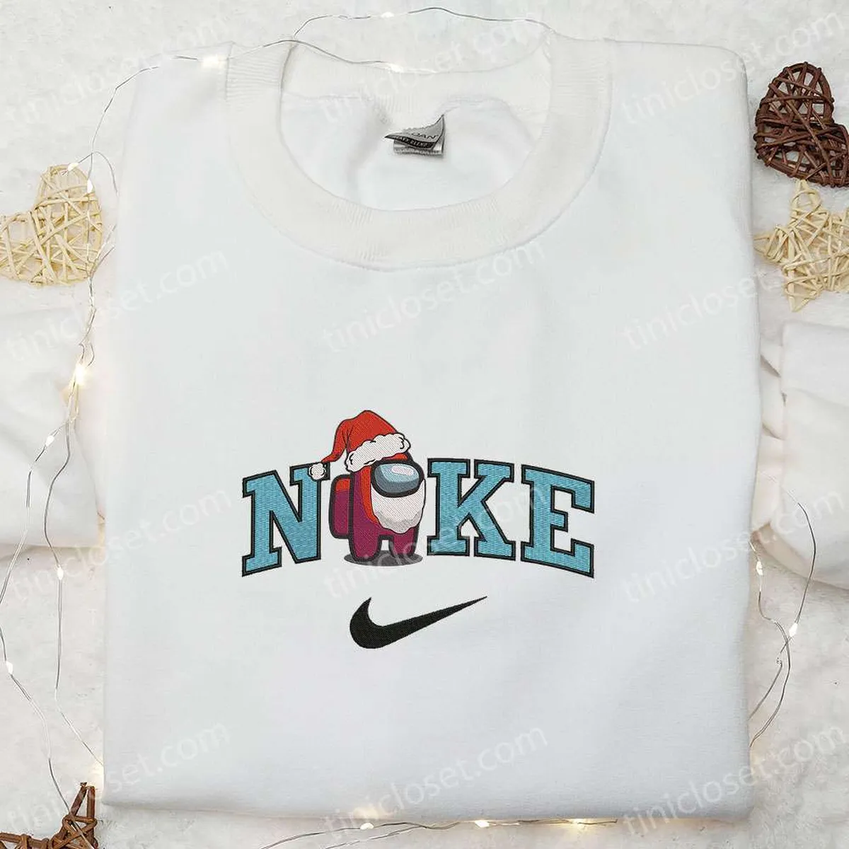 among us santa christmas x nike embroidered sweatshirt game christmas embroidered shirt best christmas gift ideas
