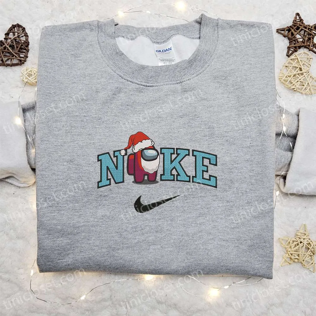 among us santa christmas x nike embroidered sweatshirt game christmas embroidered shirt best christmas gift ideas