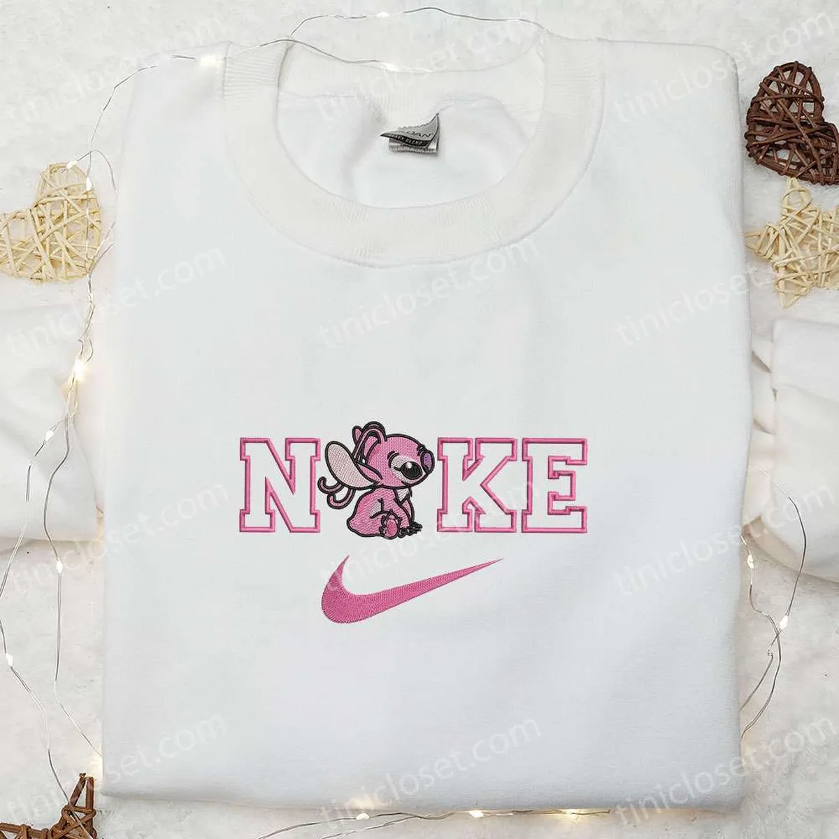 angel cartoon x nike embroidered sweatshirt walt disney characters embroidered shirt best christmas gift ideas for family slozl