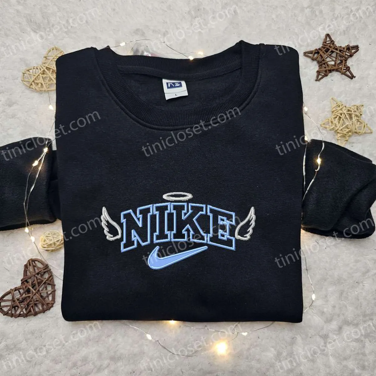 angel wings x nike embroidered shirt custom nike embroidered shirt best gift for family fiwph