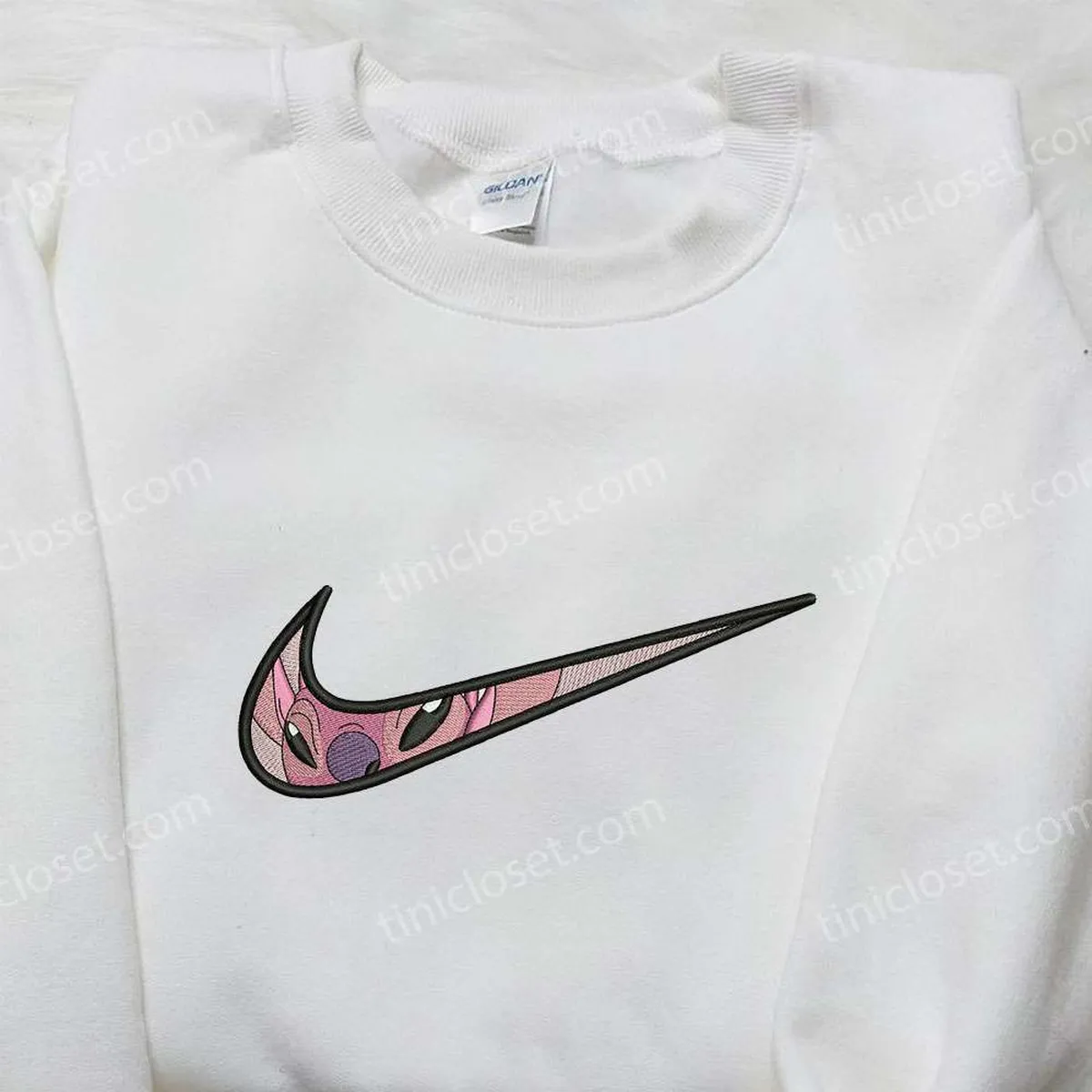 angel x nike swoosh embroidered sweatshirt lilo and stitch disney embroidered shirt shirts nike inspired embroidered shirt qinze