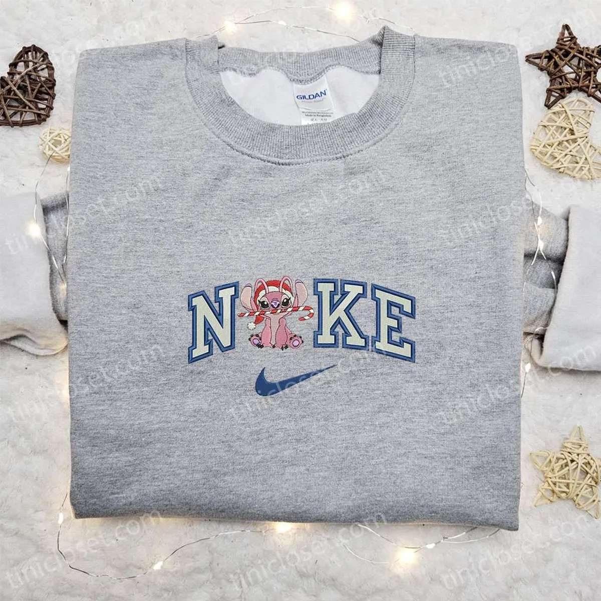 angel xmas x nike embroidered shirt disney lilo and stitch embroidered hoodie christmas embroidered sweatshirt iiwbw