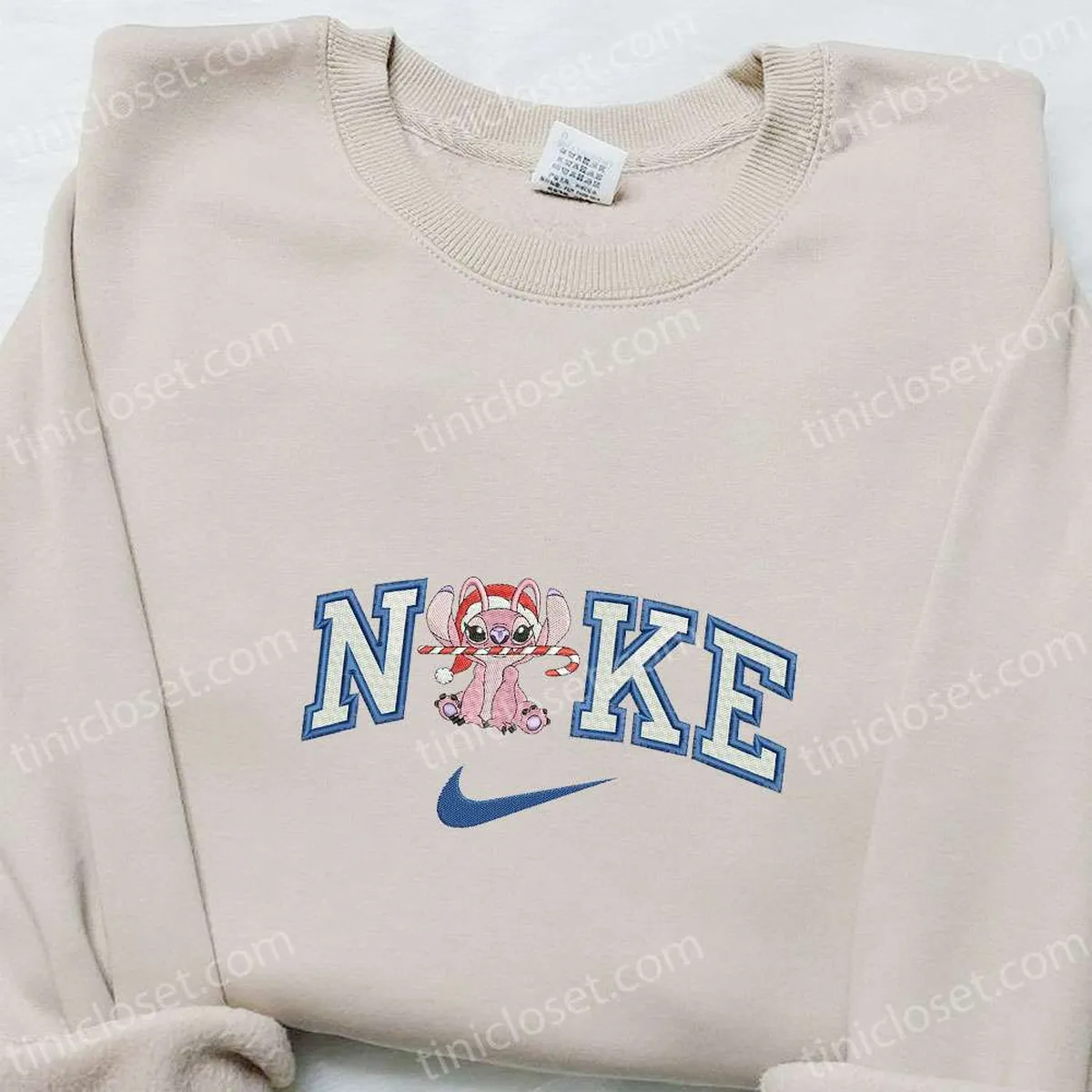 angel xmas x nike embroidered shirt disney lilo and stitch embroidered hoodie christmas embroidered sweatshirt