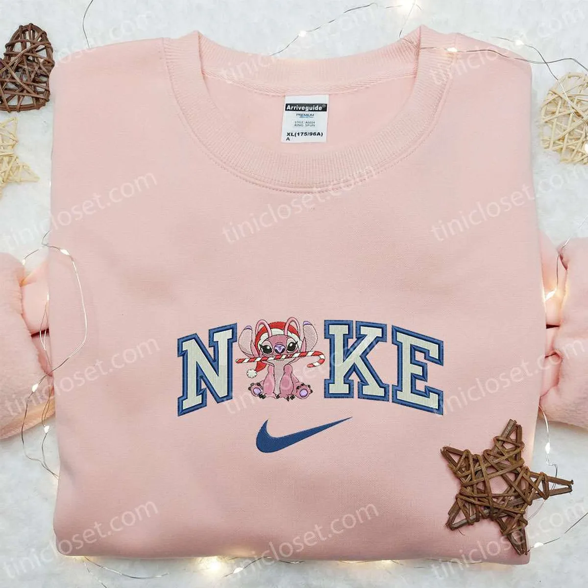 angel xmas x nike embroidered shirt disney lilo and stitch embroidered hoodie christmas embroidered sweatshirt mfklo