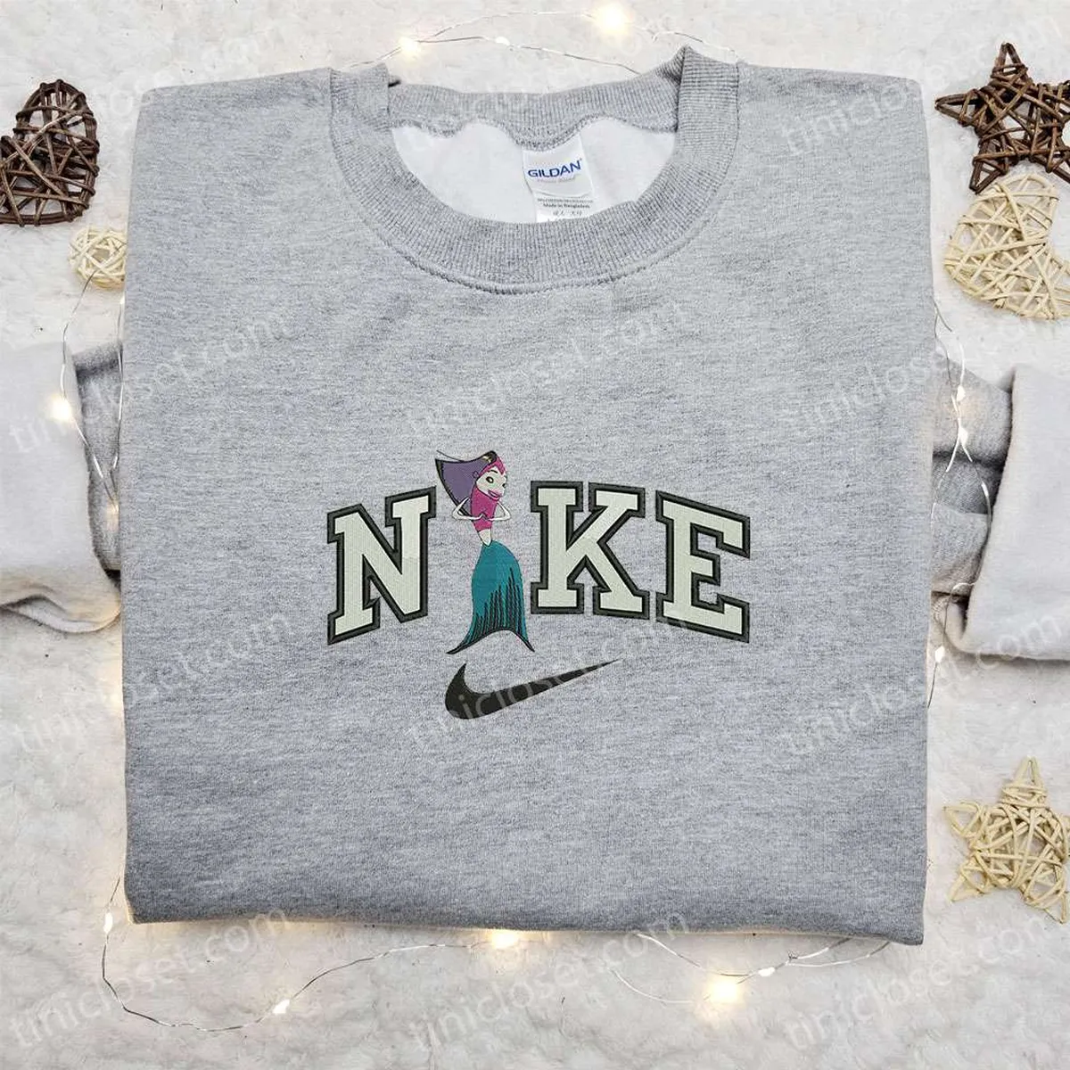 angie x nike cartoon embroidered hoodie shark tale embroidered shirt nike inspired embroidered shirt mtzza