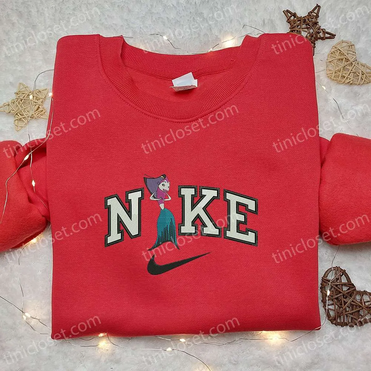 angie x nike cartoon embroidered hoodie shark tale embroidered shirt nike inspired embroidered shirt