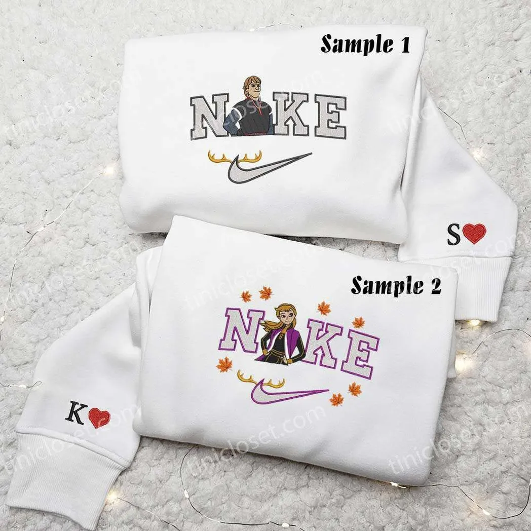 anna and kristoff x nike embroidered shirt embroidered sweatshirt fashion style for couples a9mzq