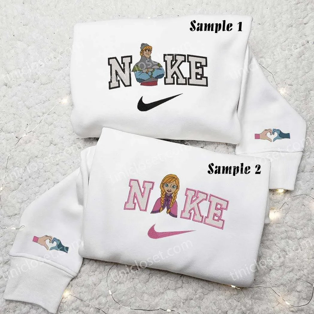 anna and kristoff x nike embroidered shirt embroidered sweatshirt fashion style for couples hjqak
