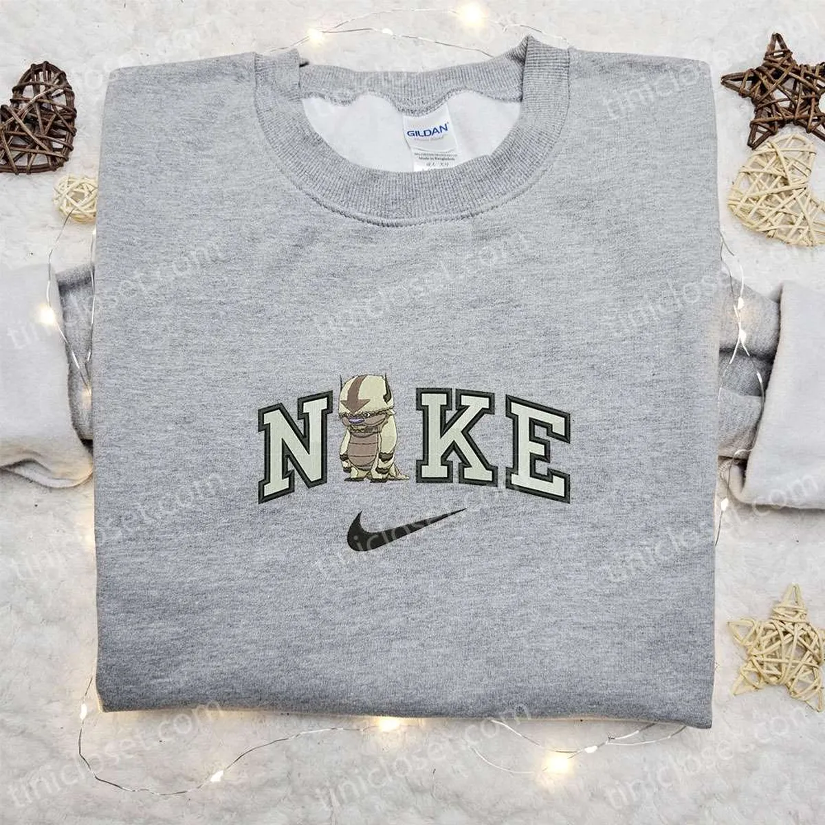 appa stand x nike embroidered shirt avatar the last airbender anime embroidered hoodie best gifts for family h0kpc