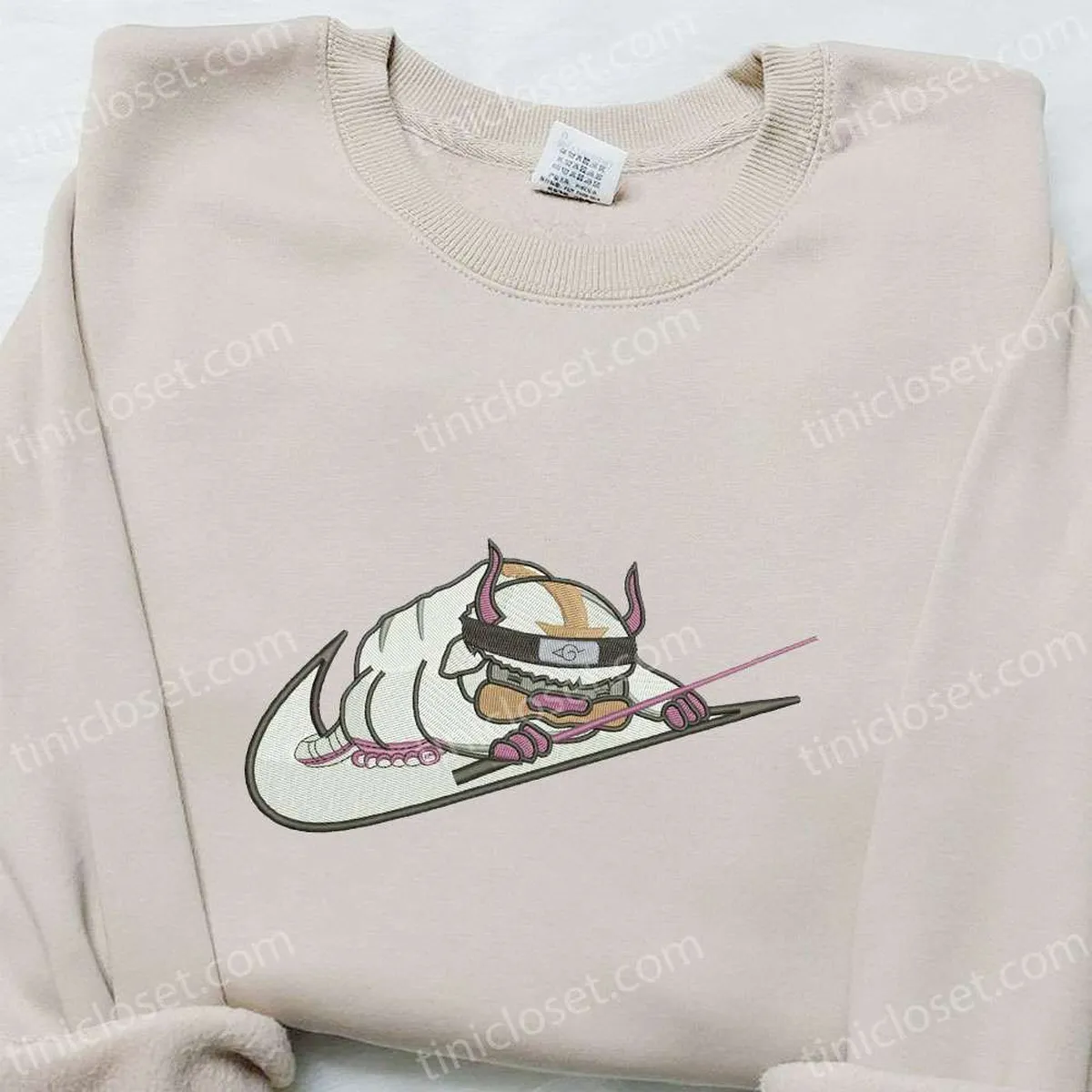 appa x nike swoosh anime embroidered hoodie avatar embroidered shirt nike inspired embroidered shirt chaqs