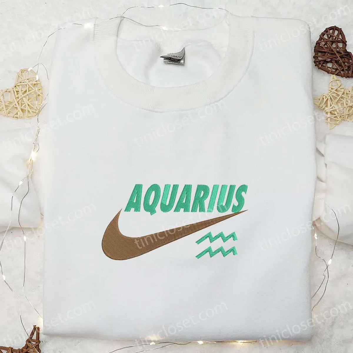 aquarius zodiac x nike swoosh embroidered shirt nike inspired embroidered hoodie best gifts for family epy8f