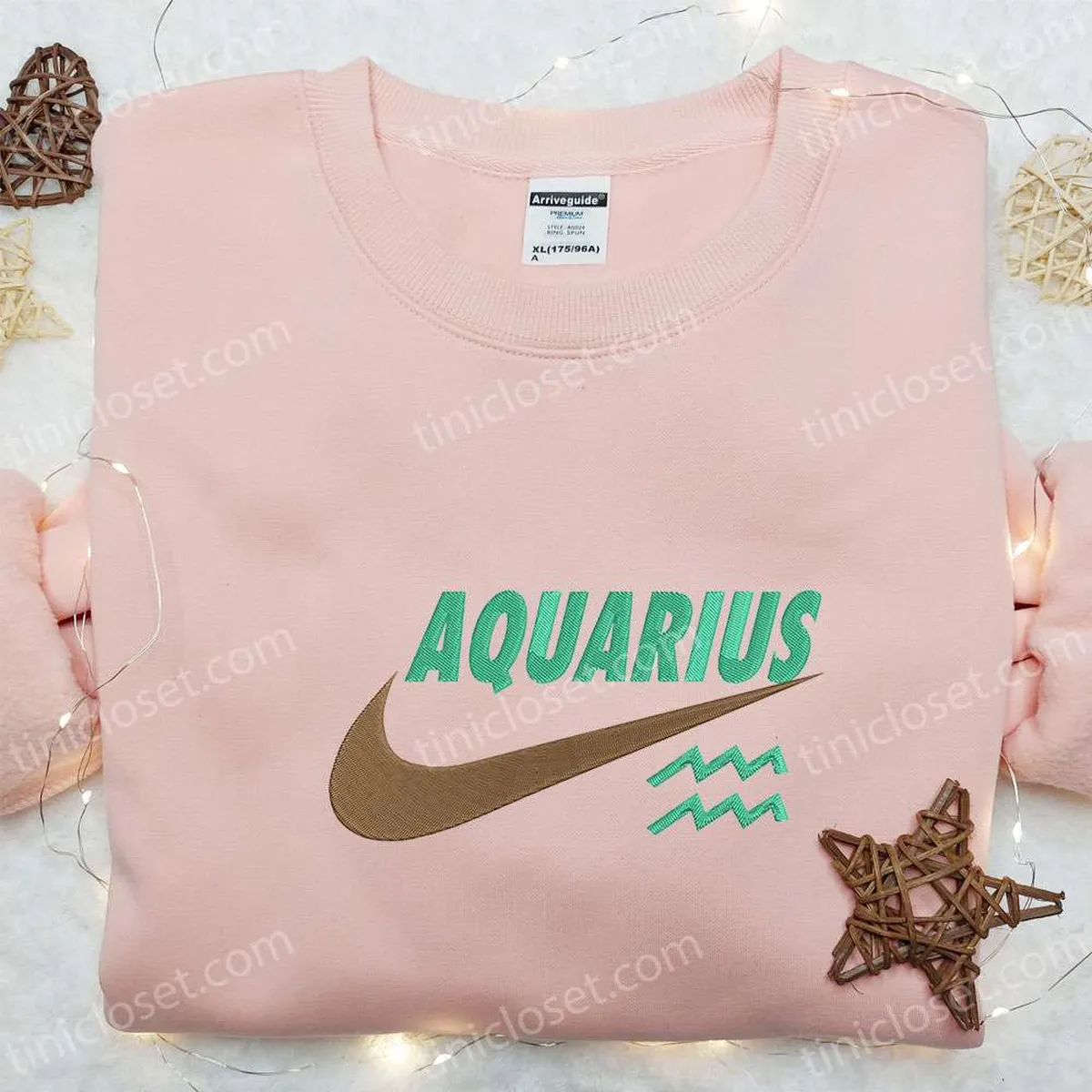 aquarius zodiac x nike swoosh embroidered shirt nike inspired embroidered hoodie best gifts for family nqoju