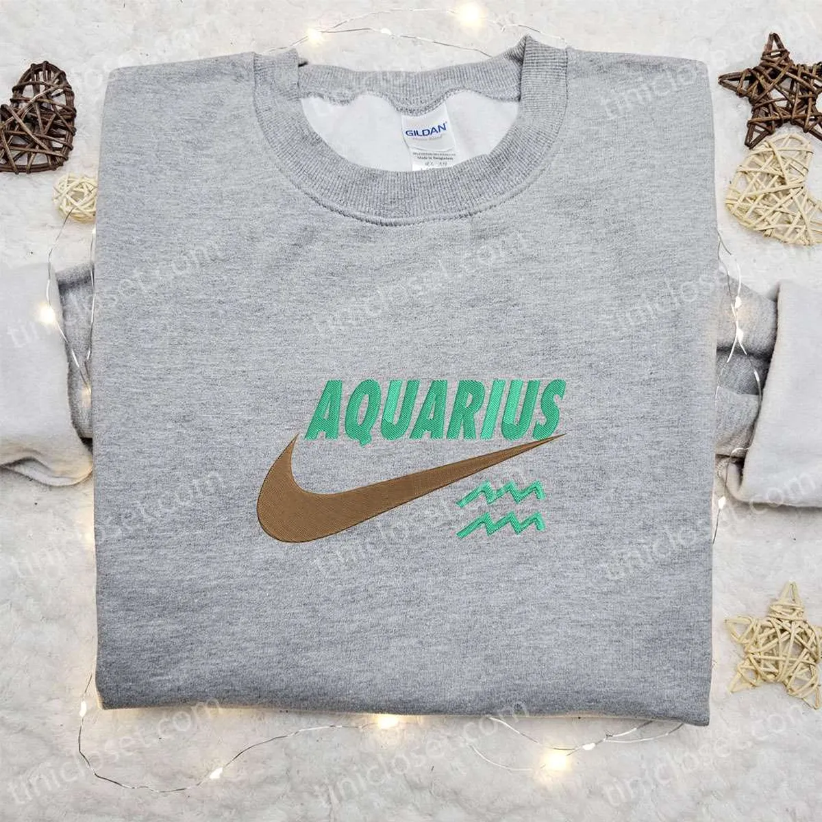 aquarius zodiac x nike swoosh embroidered shirt nike inspired embroidered hoodie best gifts for family of26e