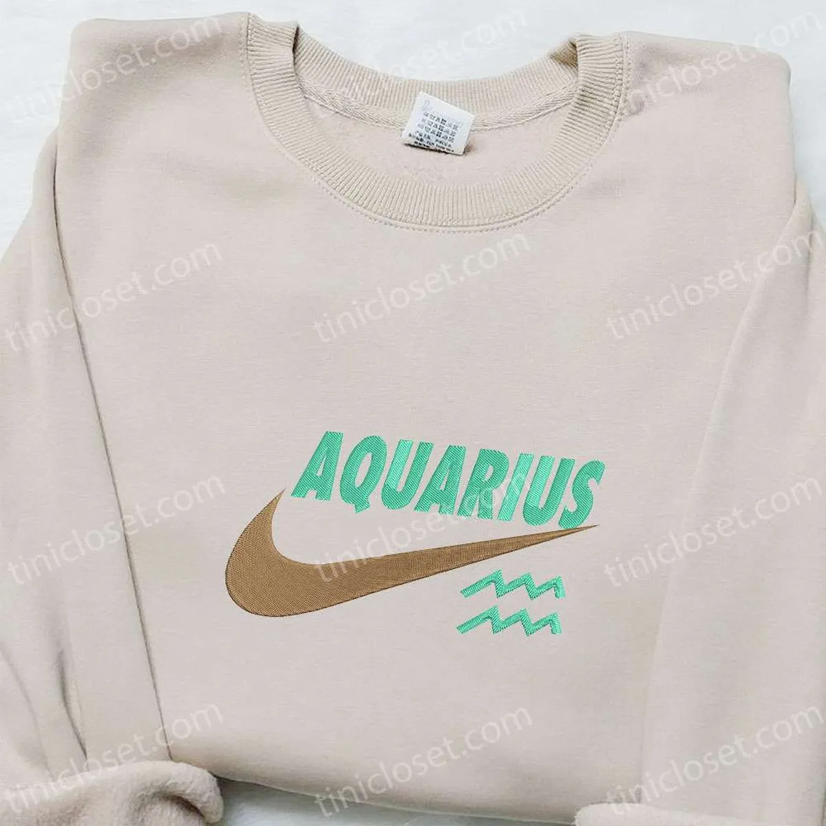 aquarius zodiac x nike swoosh embroidered shirt nike inspired embroidered hoodie best gifts for family