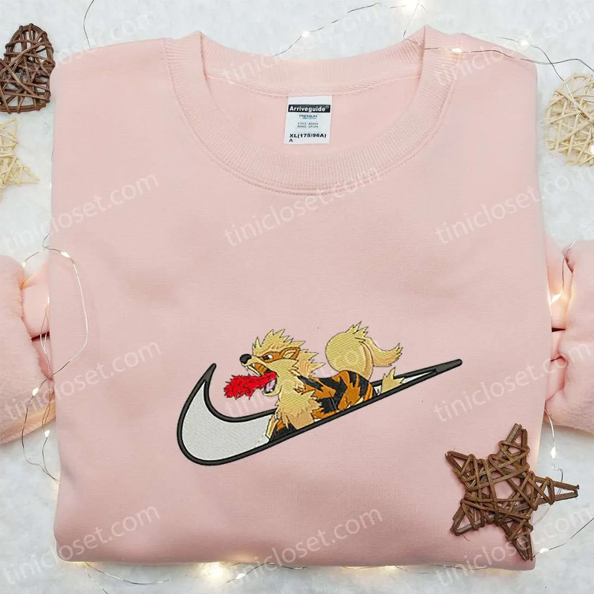 arcanine x swoosh anime embroidered hoodie cool anime clothing best gift ideas for family by6az