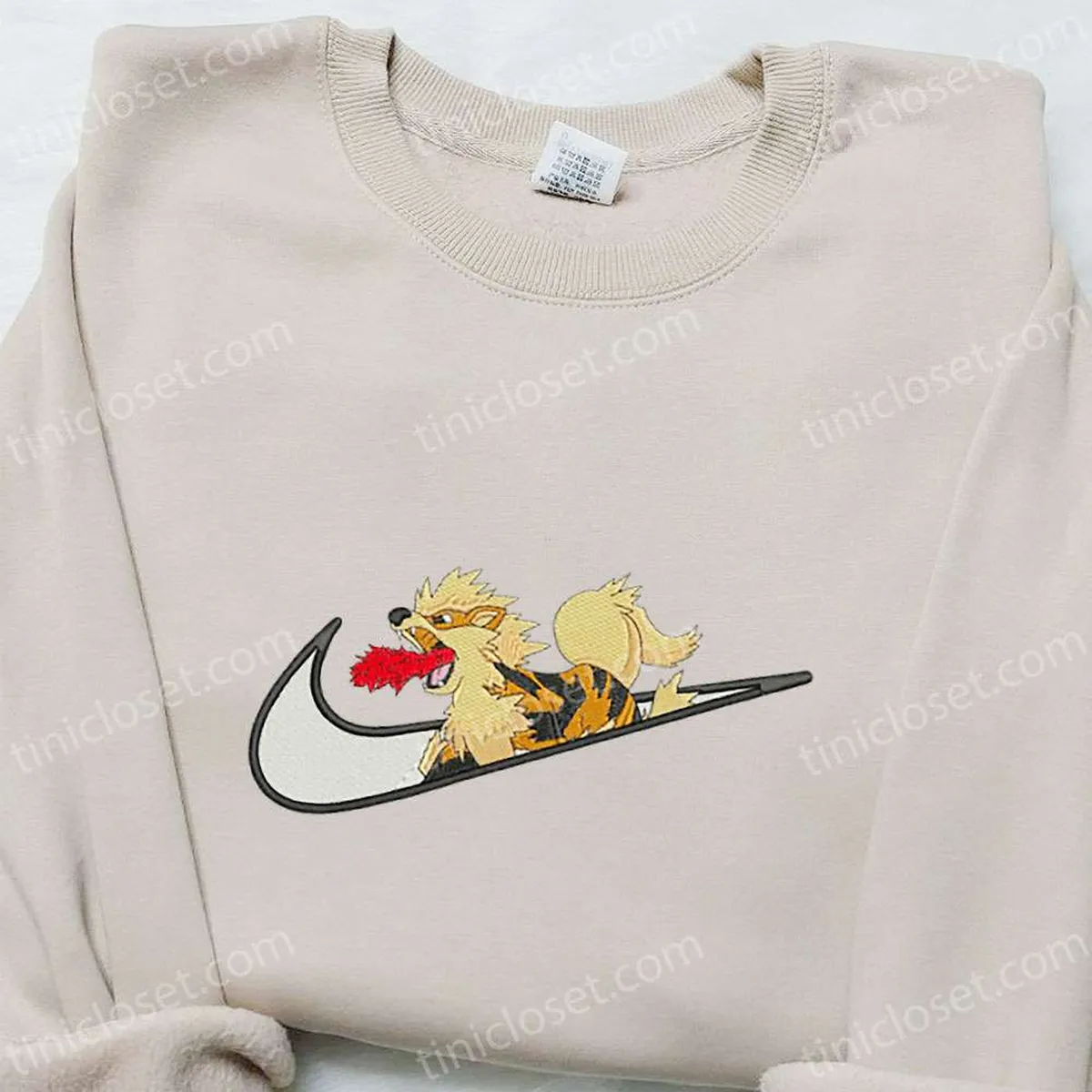 arcanine x swoosh anime embroidered hoodie cool anime clothing best gift ideas for family c1odm