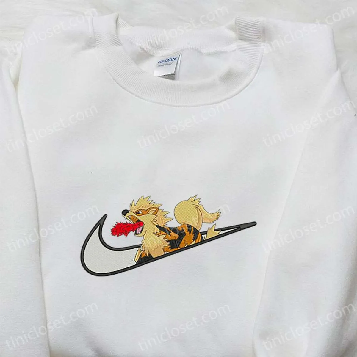 arcanine x swoosh anime embroidered hoodie cool anime clothing best gift ideas for family lfz2d