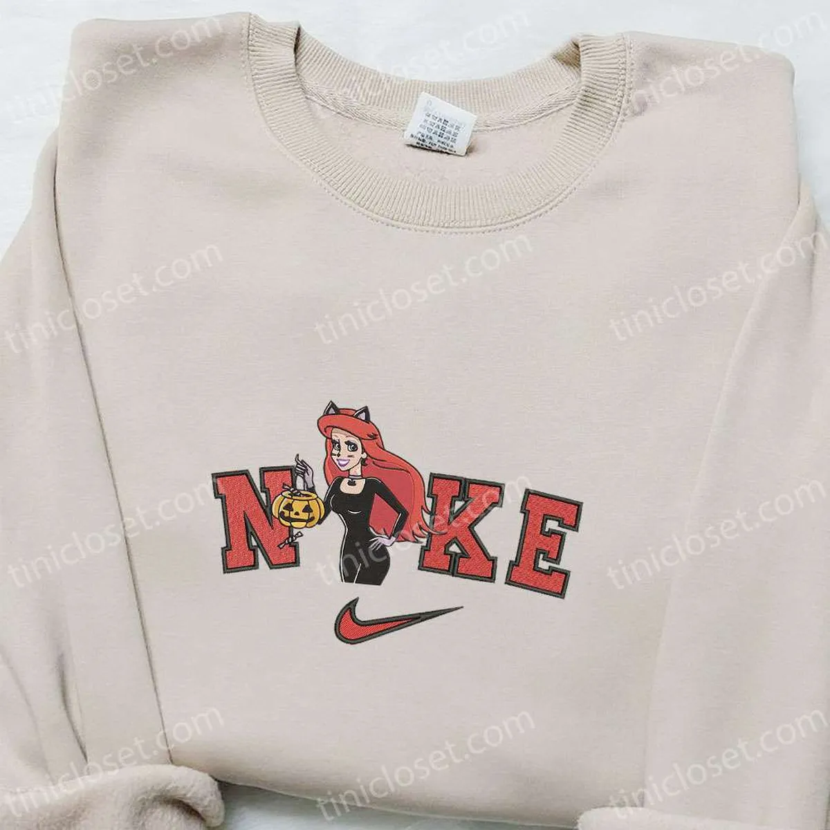 ariel cat pumpkin x nike embroidered sweatshirt walt disney characters embroidered shirt best halloween gift ideas 3cbwh