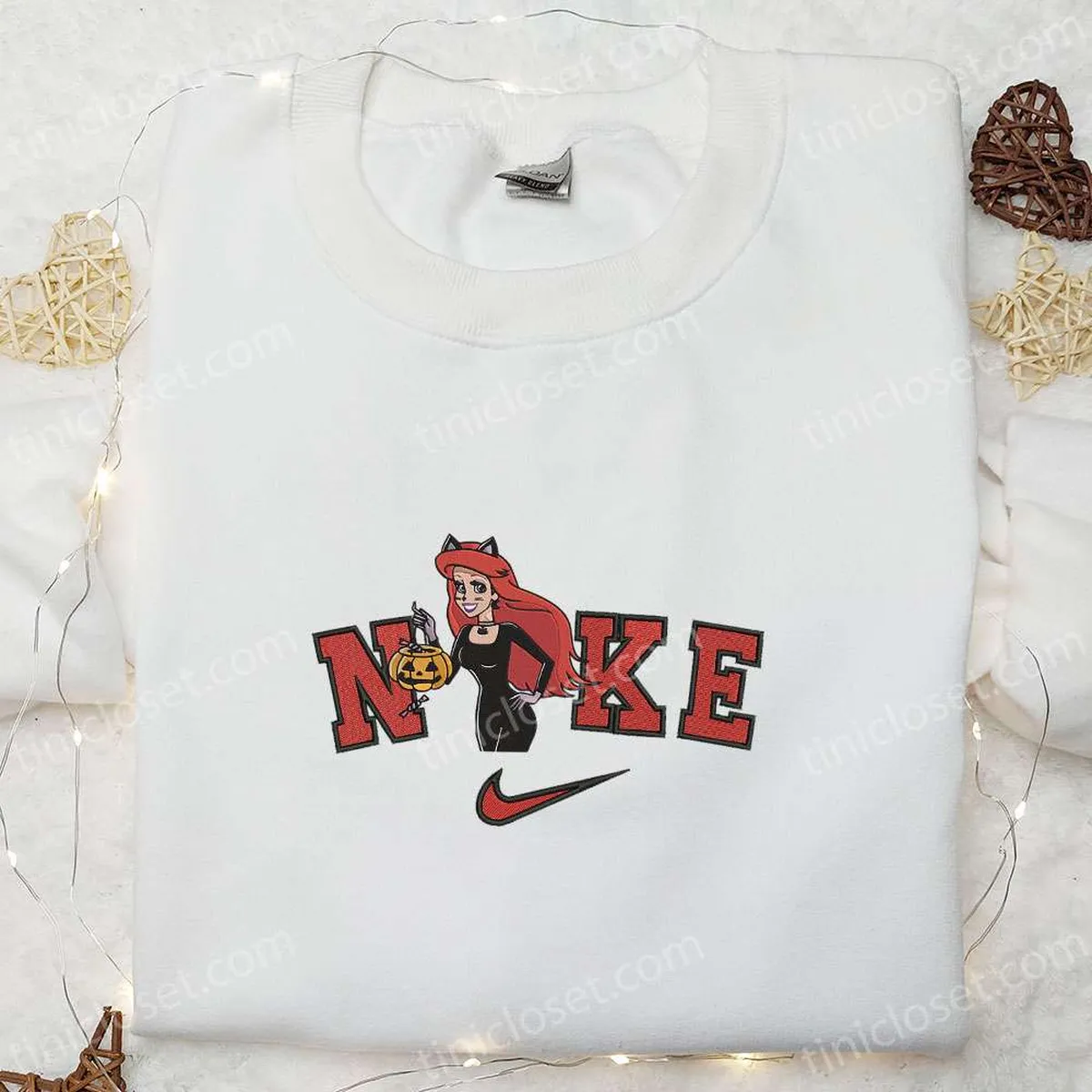 ariel cat pumpkin x nike embroidered sweatshirt walt disney characters embroidered shirt best halloween gift ideas avzto