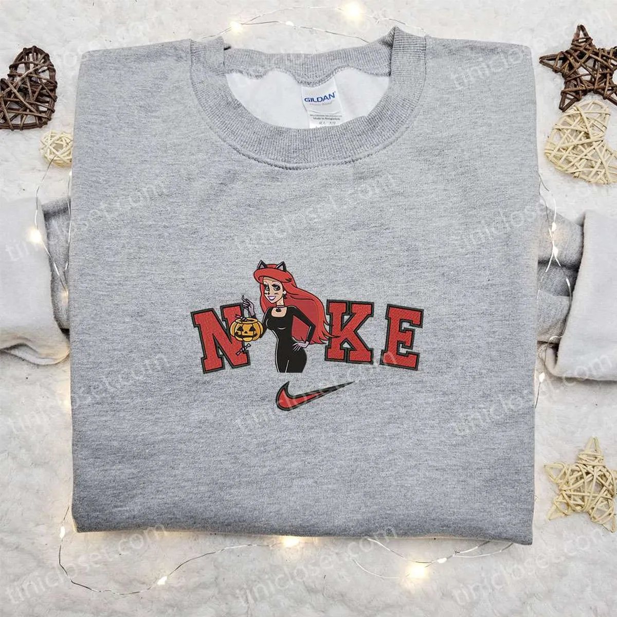 ariel cat pumpkin x nike embroidered sweatshirt walt disney characters embroidered shirt best halloween gift ideas qbuvs