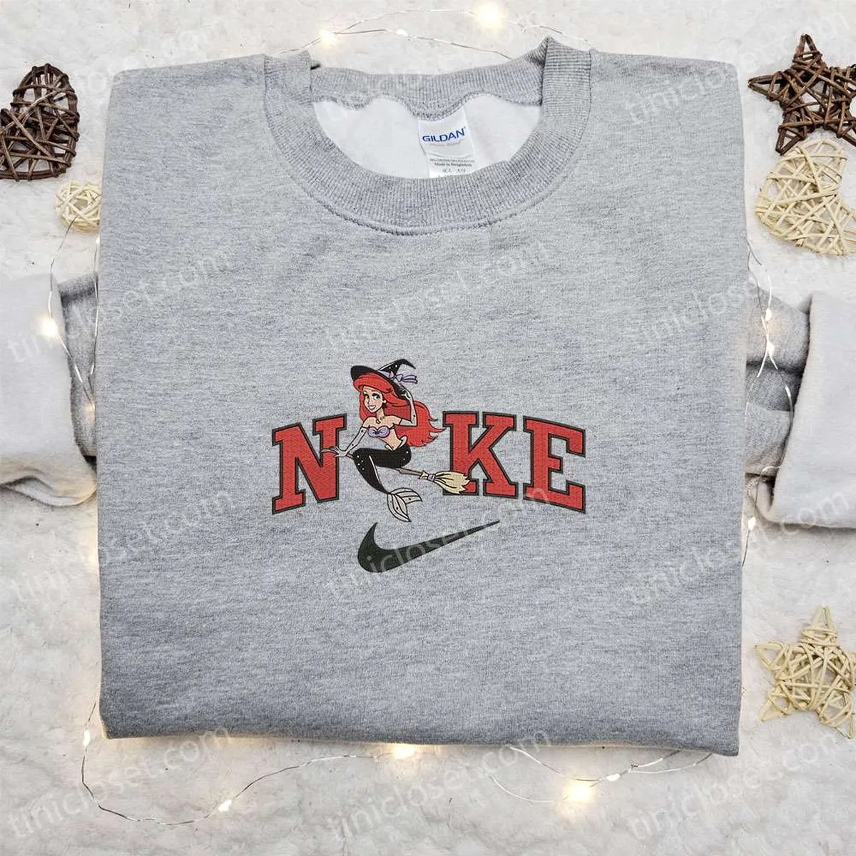 ariel witch x nike embroidered sweatshirt walt disney characters embroidered shirt best halloween gift ideas rbg5e