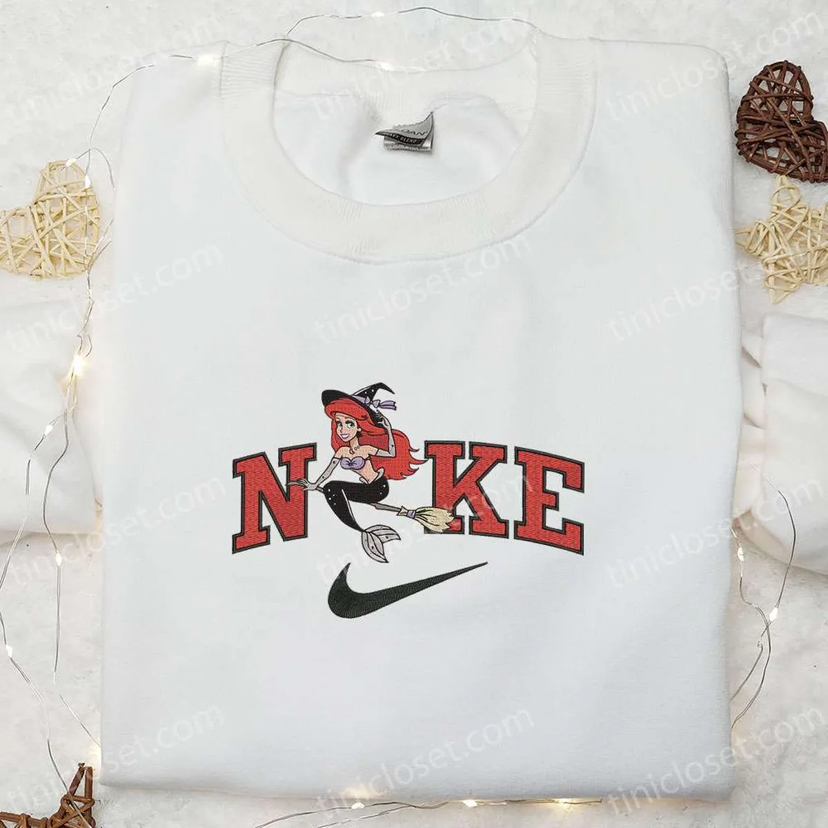 ariel witch x nike embroidered sweatshirt walt disney characters embroidered shirt best halloween gift ideas