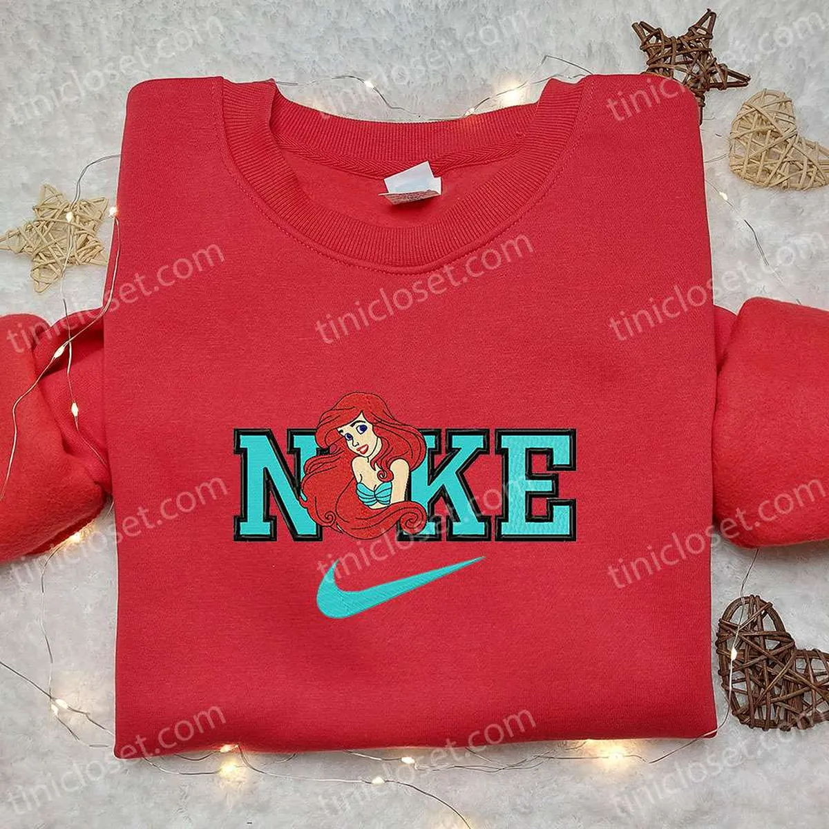 ariel x nike cartoon embroidered shirt the little mermaid embroidered shirt nike inspired embroidered shirt se9ag