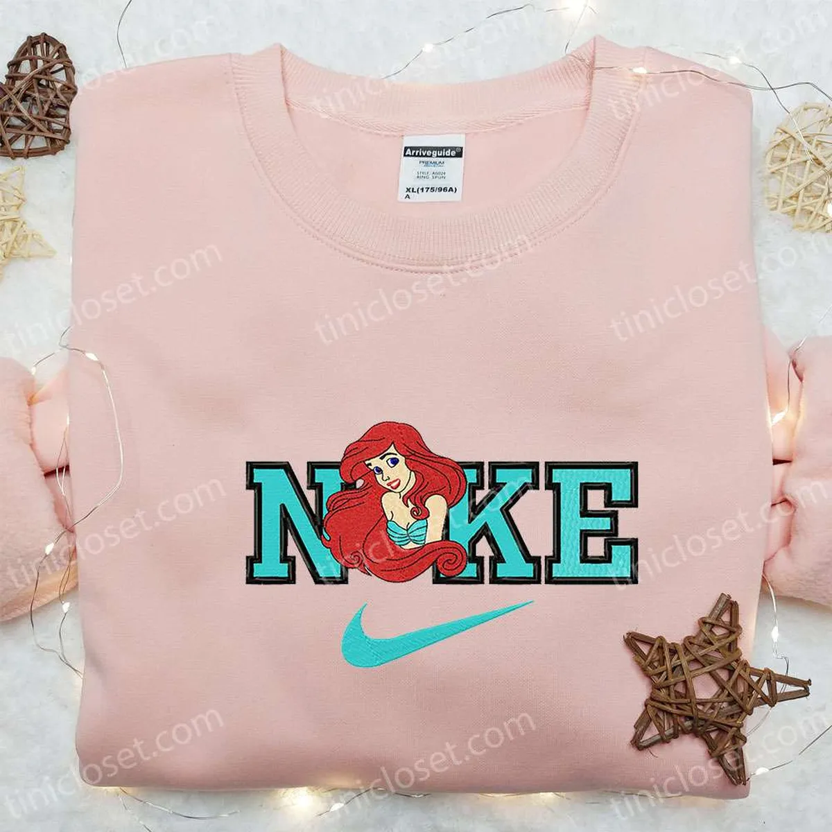 ariel x nike cartoon embroidered shirt the little mermaid embroidered shirt nike inspired embroidered shirt wiarv