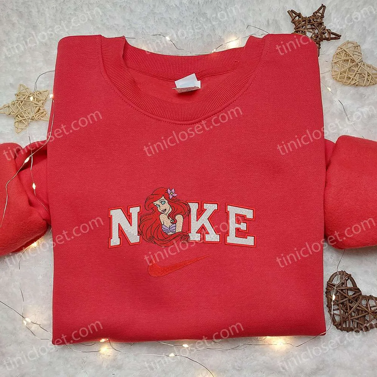 ariel x nike embroidered shirt disney princess embroidered hoodie best gift ideas for girls uimld
