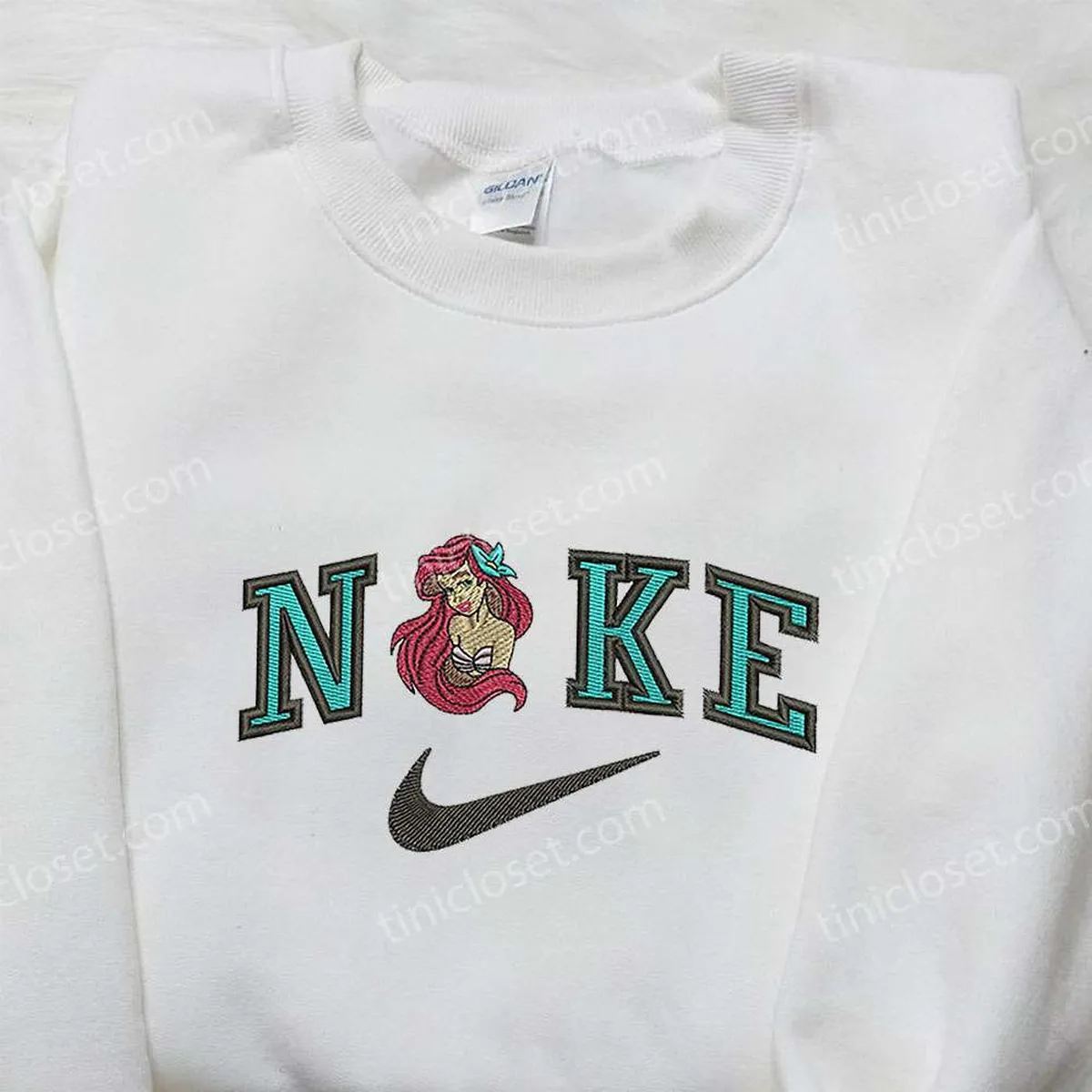 ariel x nike embroidered shirt the little mermaid walt disney embroidered shirt nike inspired embroidered shirt h9zao