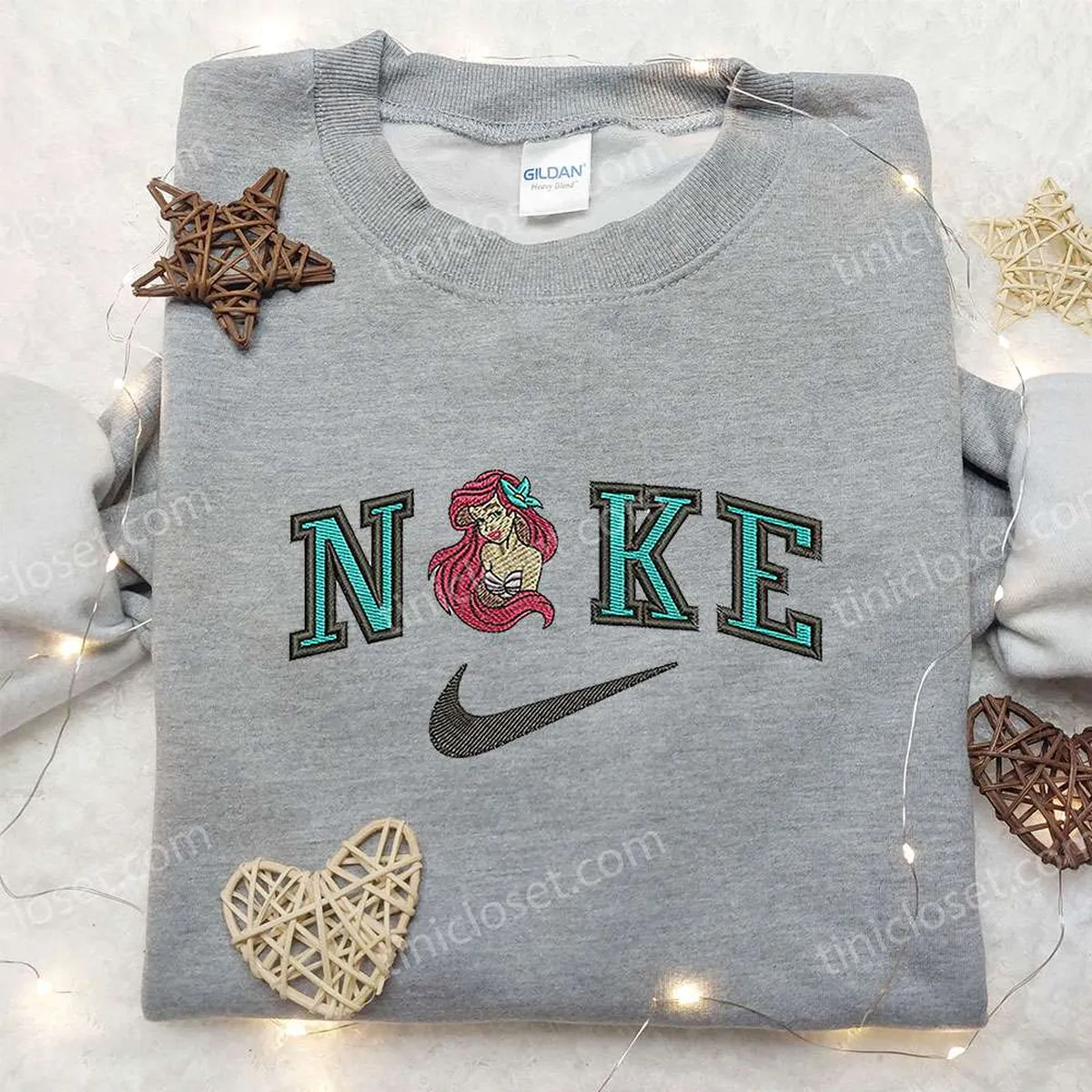 ariel x nike embroidered shirt the little mermaid walt disney embroidered shirt nike inspired embroidered shirt jnf2a