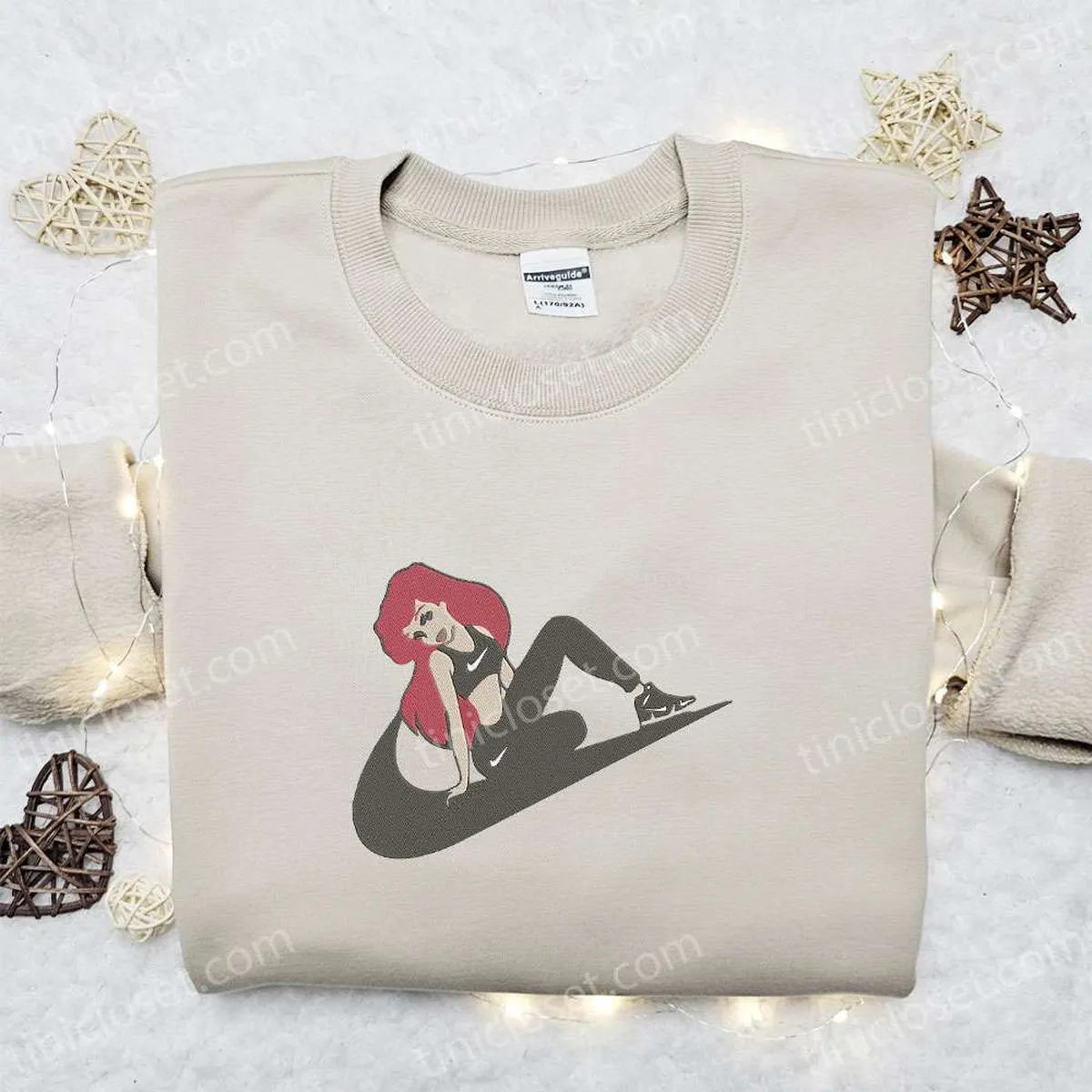 ariel x nike embroidered sweatshirt the little mermaid embroidered shirt best gift ideas for all occasions
