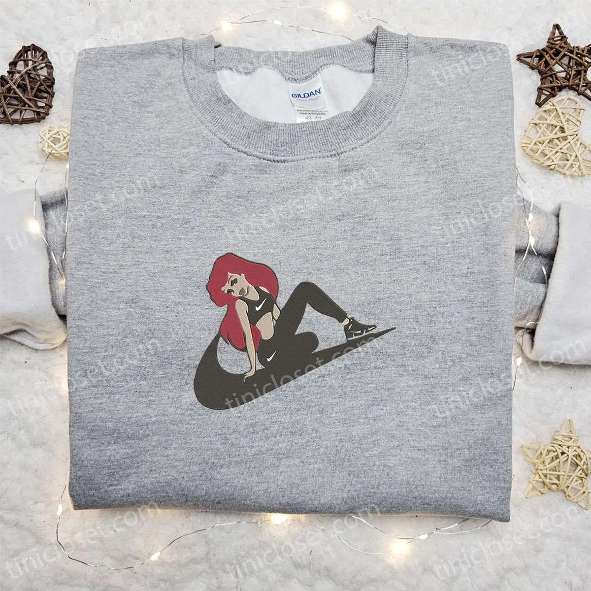 ariel x nike embroidered sweatshirt the little mermaid embroidered shirt best gift ideas for all occasions rcm85