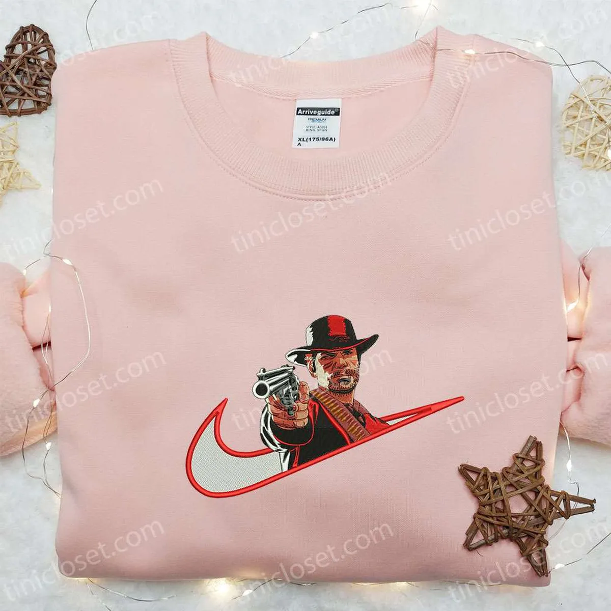 arthur morgan red dead x nike swoosh embroidered shirt video game characters embroidered hoodie nike inspired embroidered sweatshirt d8jck